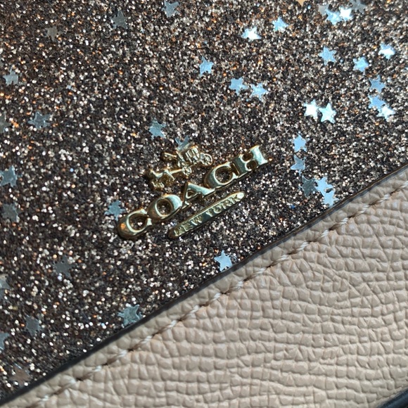 Authentic COACH Leather/glitter stars small zip top satchel/Crossbody - Picture 14 of 16